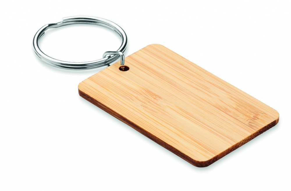 Logo trade promotional items image of: Rectangular bamboo key ring Riihimäki