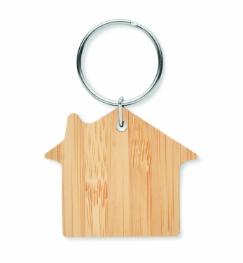 Logotrade corporate gift image of: House shaped bamboo key ring Järvenpää