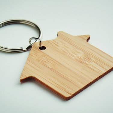 Logotrade advertising product picture of: House shaped bamboo key ring Järvenpää