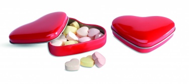 Logo trade promotional merchandise photo of: Heart tin box with candies