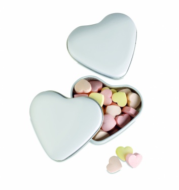 Logo trade promotional merchandise image of: Heart tin box with candies