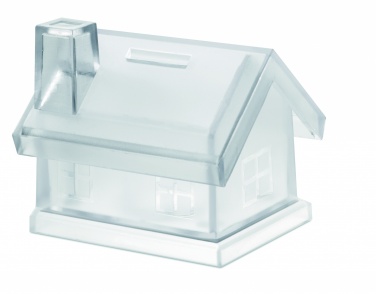 Logo trade promotional products image of: Plastic house coin bank