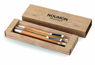 Logo trade business gift photo of: Bamboo pen and pencil set