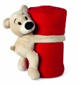 Fleece blanket with bear, Red