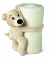 Fleece blanket with bear, White