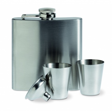 Logotrade promotional products photo of: Slim hip flask w 2 cups set