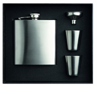 Logo trade promotional gift photo of: Slim hip flask w 2 cups set