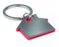 House shape plastic key ring, Red