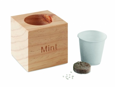 Logo trade promotional gifts image of: Herb pot wood "MINT"