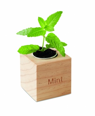 Logo trade promotional item photo of: Herb pot wood "MINT"