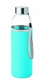 Glass bottle in pouch 500ml, Turquoise