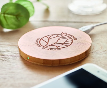 Logo trade advertising products image of: Wireless charger bamboo 5W