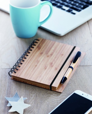 Logo trade advertising product photo of: Bamboo notebook with pen lined BAMBLOC