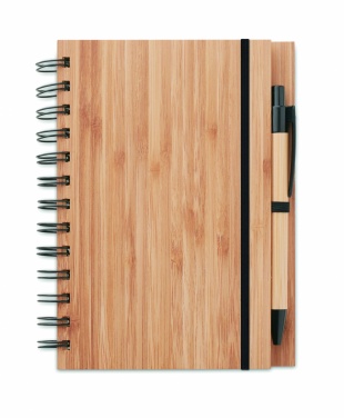 Logo trade corporate gifts image of: Bamboo notebook with pen lined BAMBLOC