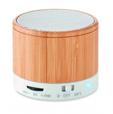 Logotrade business gifts photo of: Round Bamboo wireless speaker