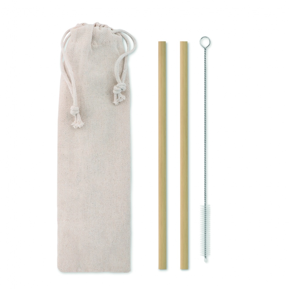 Logo trade promotional items picture of: Bamboo Straw w/brush in pouch