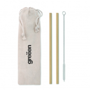 Logo trade business gifts image of: Bamboo Straw w/brush in pouch