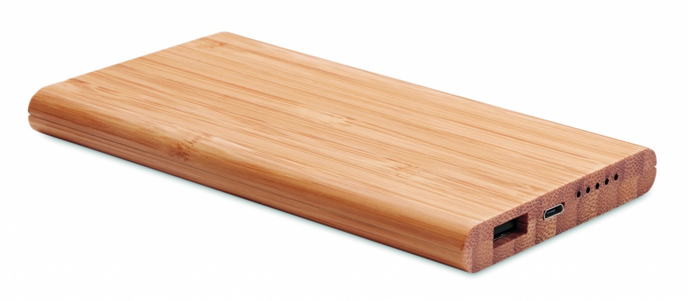 Logo trade business gift photo of: Wireless power bank in bamboo