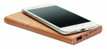 Logo trade corporate gifts image of: Wireless power bank in bamboo 6000mAh ARENA