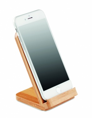 Logo trade promotional merchandise picture of: Bamboo wireless charge stand 5W WIRESTAND