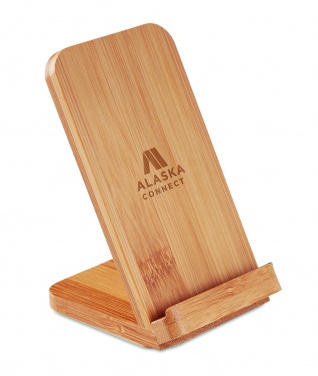 Logo trade promotional gifts image of: Bamboo wireless charge stand 5W WIRESTAND