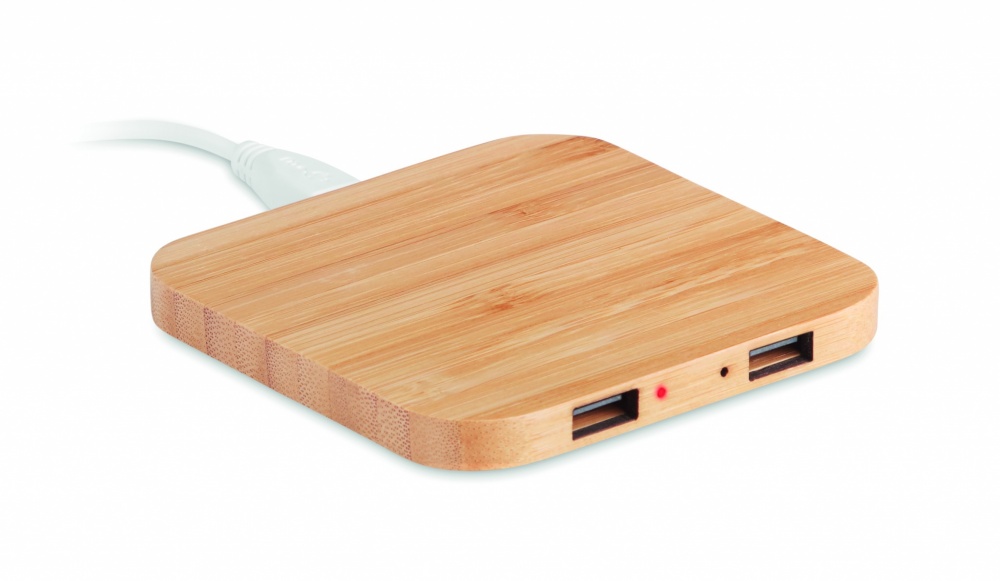 Logo trade promotional giveaway photo of: Bamboo wireless charge pad 5W