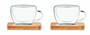 Logo trade promotional giveaways image of: Set of 2 double wall espresso