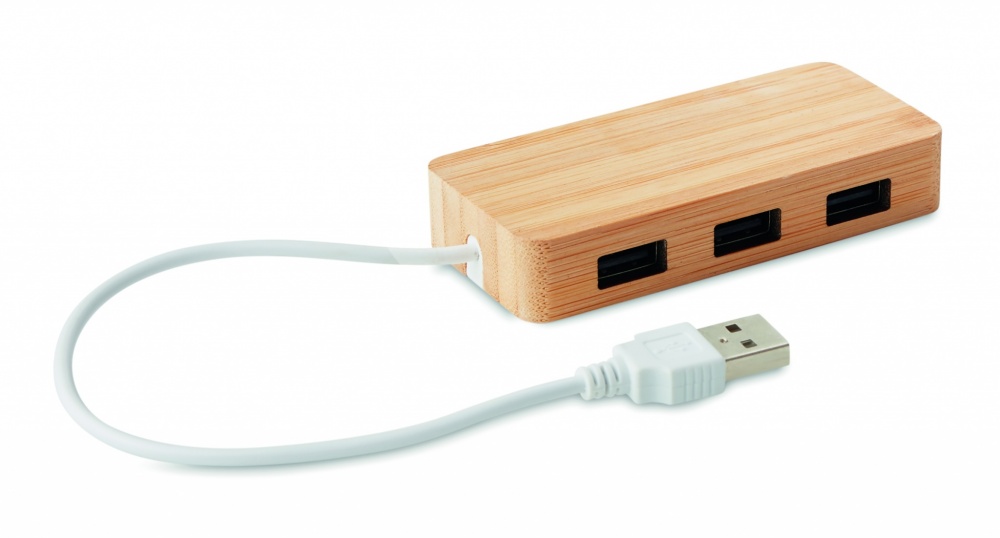 Logotrade business gift image of: Bamboo USB 3 ports hub