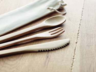 Logo trade promotional giveaways image of: Bamboo cutlery set