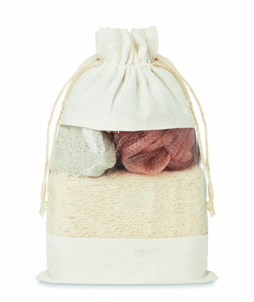 Logo trade corporate gift photo of: Bath set in cotton pouch