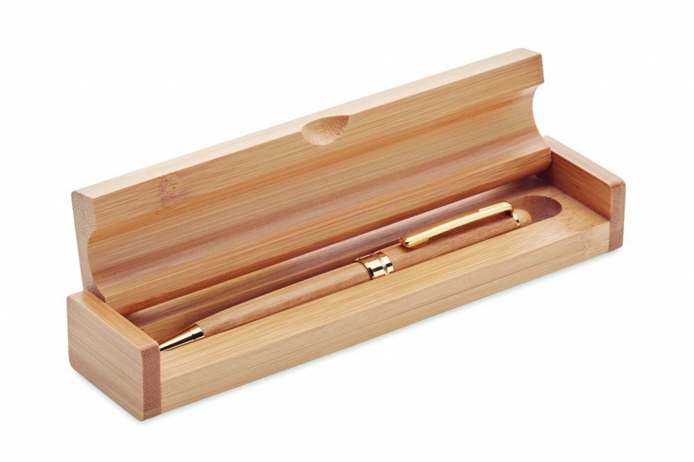 Logo trade promotional gift photo of: Bamboo twist ball pen in box