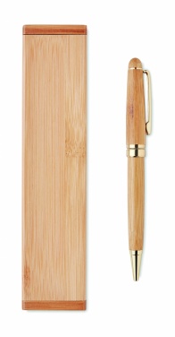 Logo trade promotional gifts image of: Bamboo twist ball pen in box