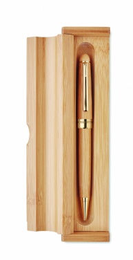 Logo trade corporate gifts image of: Bamboo twist ball pen in box