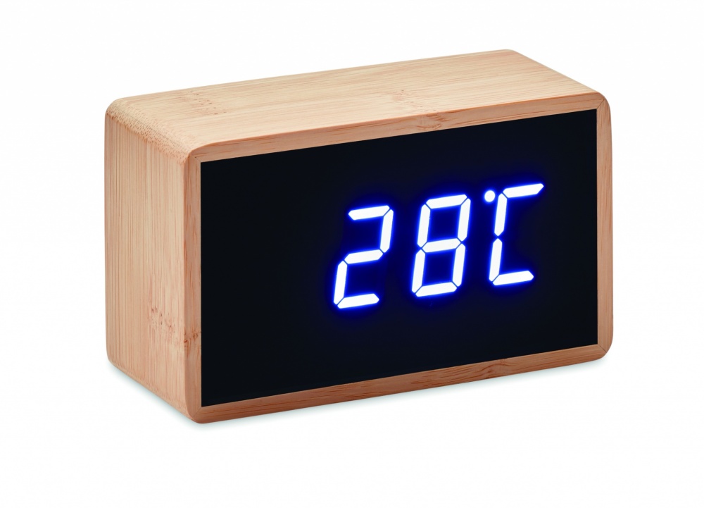 Logo trade corporate gift photo of: LED alarm clock bamboo casing Düsseldorf