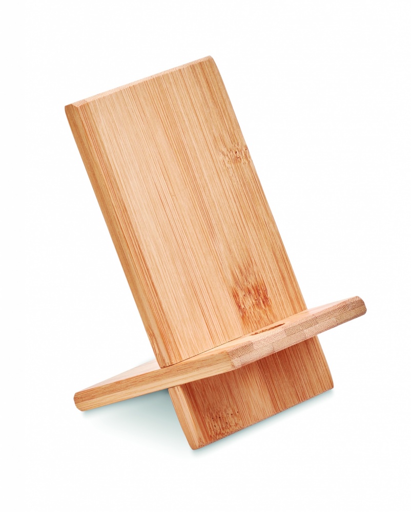 Logo trade corporate gifts image of: Bamboo phone stand/ holder WHIPPY