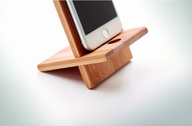 Logo trade promotional merchandise picture of: Bamboo phone stand/ holder WHIPPY