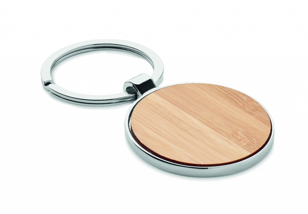 Logo trade promotional item photo of: Round key ring metal bamboo