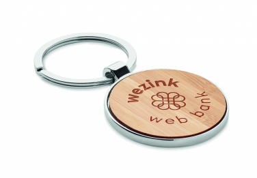 Logo trade corporate gift photo of: Round key ring metal bamboo