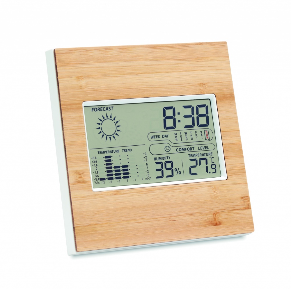 Logotrade advertising product picture of: Weather station bamboo front TURKU