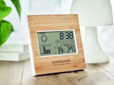 Logotrade business gift image of: Weather station bamboo front TURKU