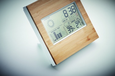 Logo trade promotional gifts image of: Weather station bamboo front TURKU