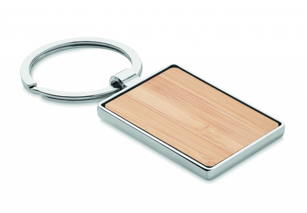 Logo trade promotional giveaways picture of: Rectangular key ring bamboo WEST