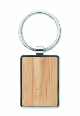 Logo trade promotional giveaways picture of: Rectangular key ring bamboo WEST