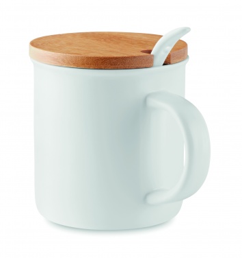 Logo trade promotional gift photo of: Porcelain mug with spoon