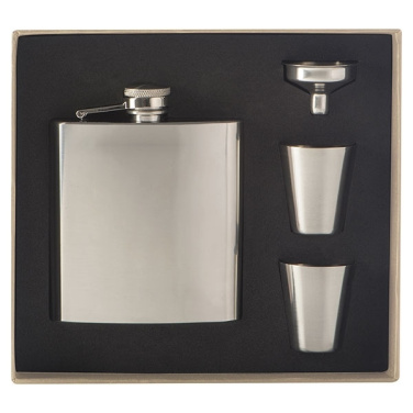 Logo trade business gifts image of: Hip flask with 2 shot glasses SANDVIKEN 170 ml