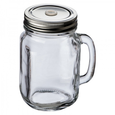 Logo trade promotional merchandise picture of: Drinking glass with handle and lid TREVISO 450 ml