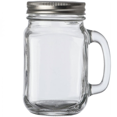 Logo trade advertising products image of: Drinking glass with handle and lid TREVISO 450 ml