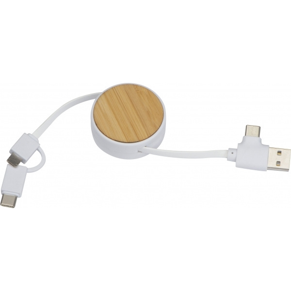 Logo trade promotional product photo of: Bamboo charging cable GRONINGEN