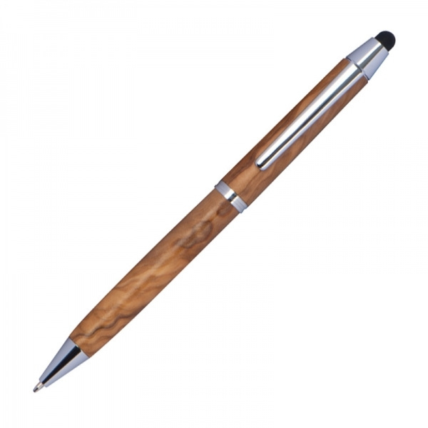 Logo trade promotional products image of: Wooden ballpen with touch function ERFURT