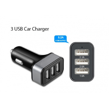 Logo trade promotional gift photo of: Car Charger with 3 USB ports